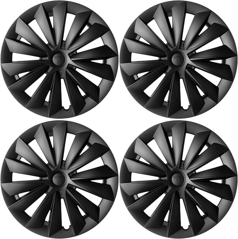 Photo 1 of JIMALL 4PCS Tesla Model Y Wheel Covers 19 Inch, Exclusive Black Blade Model Y 19 Inch Wheel Cover, Easy-Installation ABS Tesla Model Y Hubcaps Fits for 2019-2024 Model Y with 19'' Gemini Rim Protector
