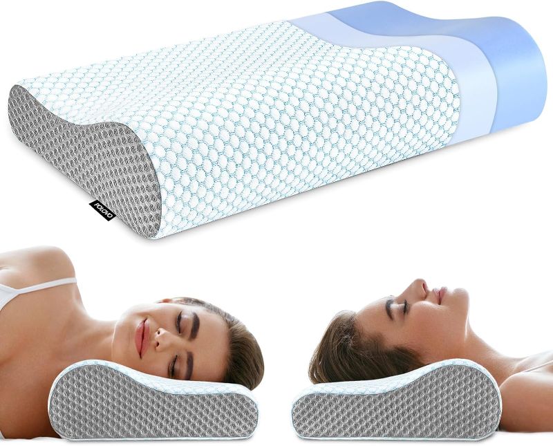 Photo 1 of 2 Memory Foam Pillows Neck Pillow Bed Pillow for Sleeping, Ergonomic Cervical Pillow for Neck and Shoulder Pain Relief,Orthopedic Contour Pillow for Side Back Stomach Sleeper
