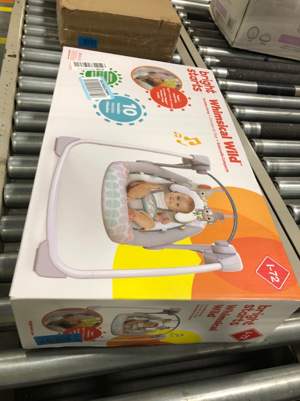 Photo 1 of Bright Starts Whimsical Wild Portable Compact Automatic Deluxe Baby Swing with Music and Taggies, Newborn and up
