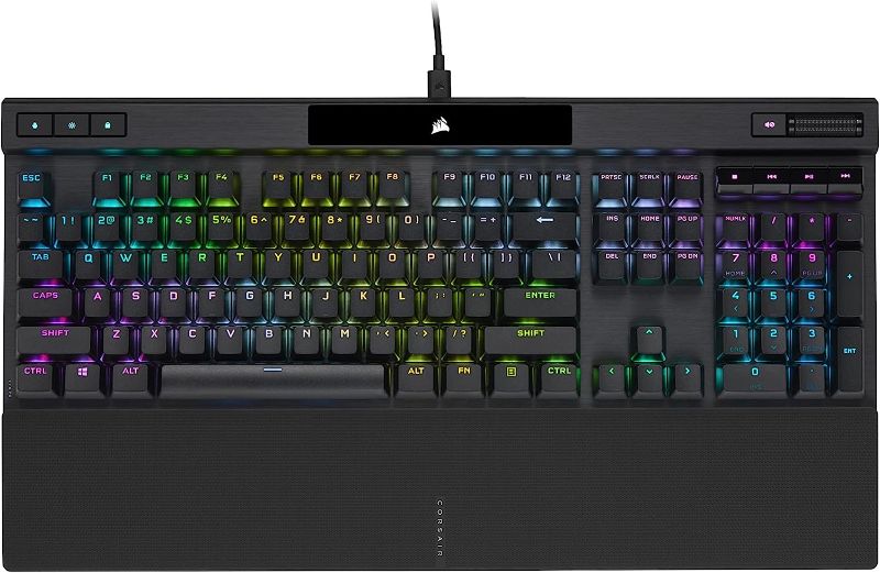 Photo 1 of Corsair K70 RGB PRO Wired Mechanical Gaming Keyboard (CHERRY MX RGB Blue Switches: Tactile and Clicky, 8,000Hz Hyper-Polling, PBT DOUBLE-SHOT PRO Keycaps, Soft-Touch Palm Rest) QWERTY, NA - Black
