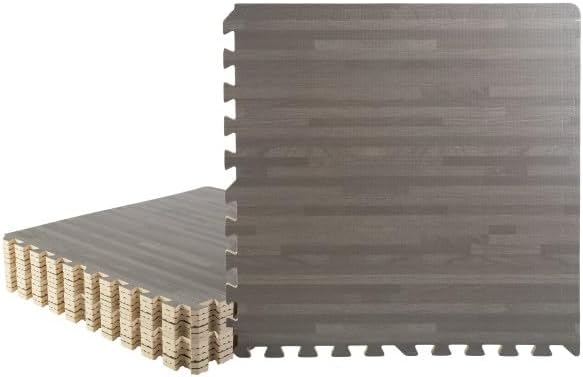 Photo 1 of *OUT OF ORIGINAL PACKAGING*EVA Foam Floor Tiles 12-Pack - 48 SQFT Woodgrain Puzzle Mats for Floor - Interlocking Foam Tiles for Family Room or Gym Flooring by Stalwart (Gray)
