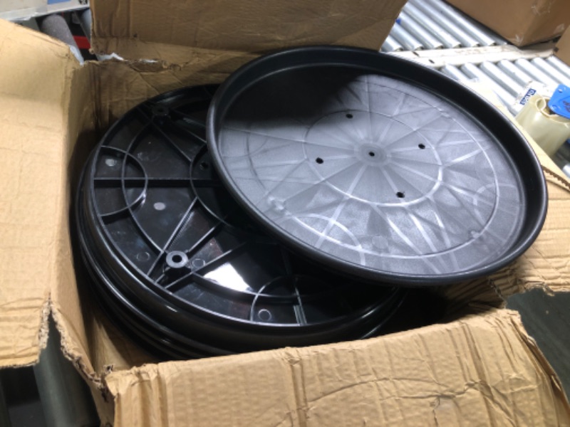 Photo 2 of *MISSING WHEELS* 5 Packs Extra-large Plant Caddy with Wheels 15" Rolling Plant Stands Heavy-duty Plant Dolly Plastic Planter Roller Base Pot Movers Plant Saucer on Wheels Indoor Outdoor Plant Tray Coaster, Matte Black 5 Matte black