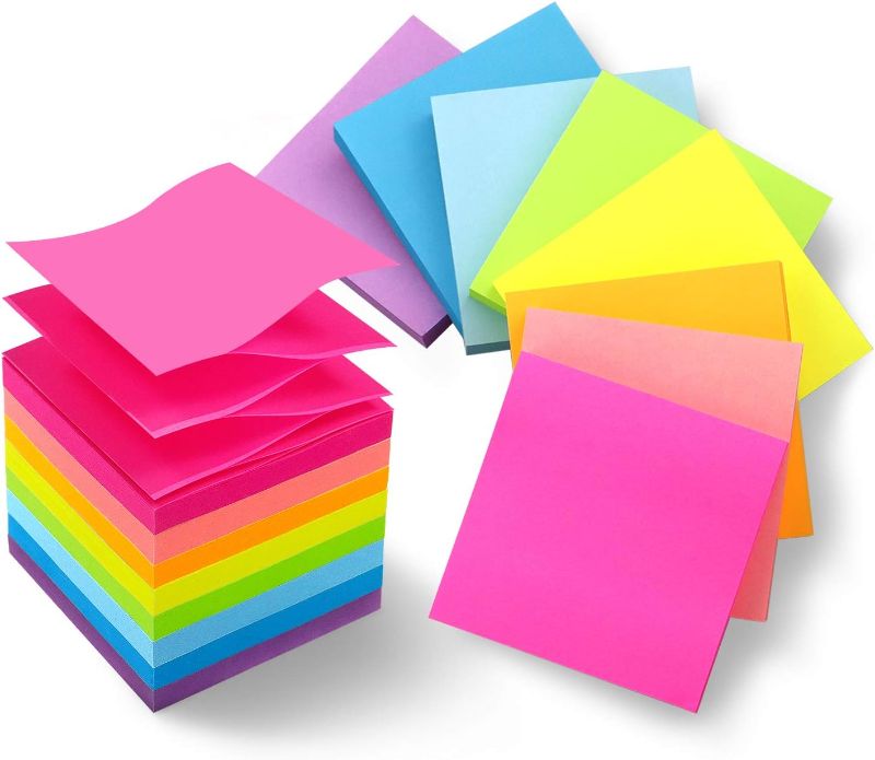 Photo 1 of 8 Pads Pop Up Sticky Notes 3x3 Refills Bright Colors Self-Stick Notes Pads Super Adhesive Sticky Notes Great Value Pack
