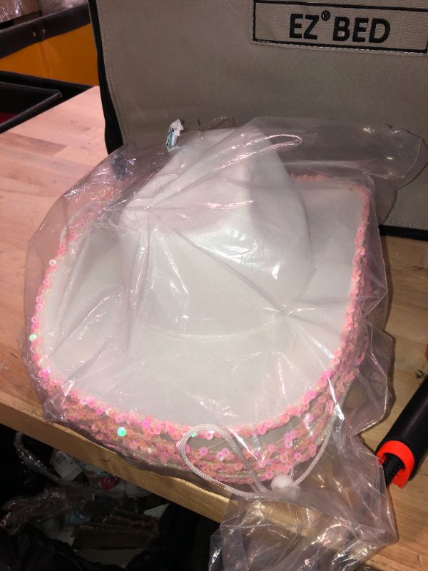 Photo 3 of **4** Rhode Island Novelty White Felt Cowgirl Hat with Pink Star, One per Order