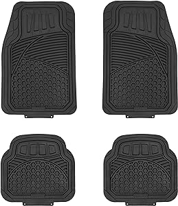 Photo 1 of  Carpass Heavy Duty PVC Faux Rubber Car Floor Mats Universal Deluxe?All Weather Trim To Fit for 95% Automotive SUV Sedans Trucks?4-Piece Solid Black