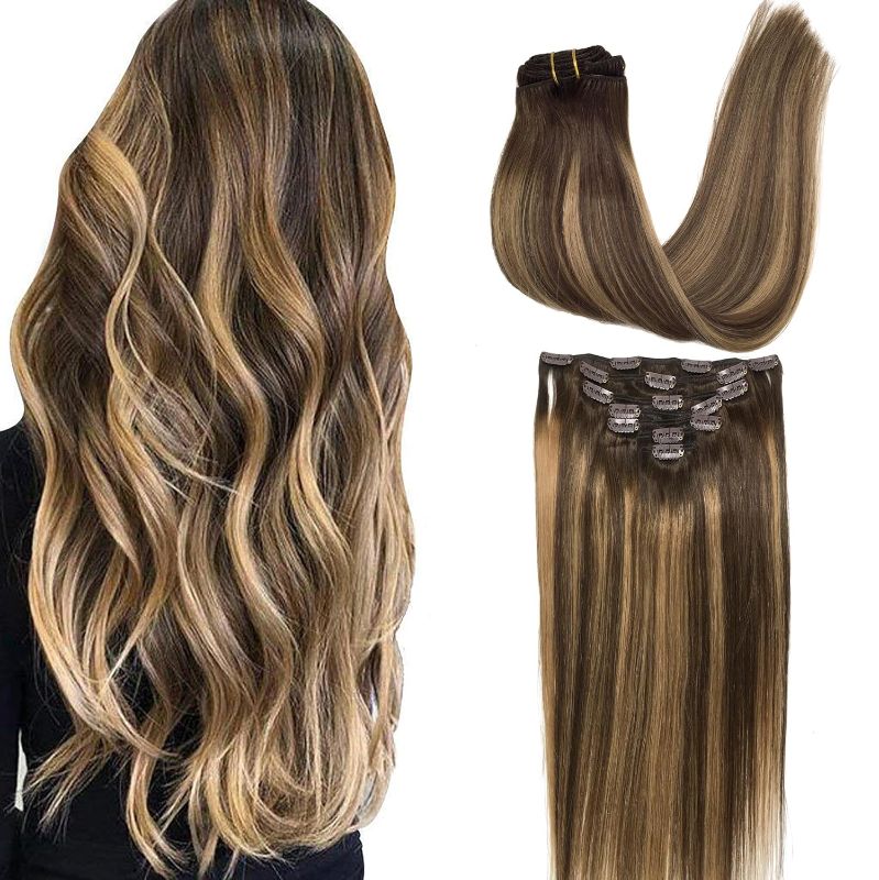 Photo 1 of Clip in Hair Extensions Real Human Hair,