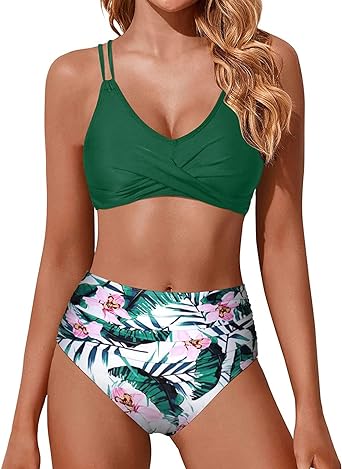 Photo 1 of Holipick Women High Waisted Bikini Set Two Piece Swimsuits Push up Wrap Swim Suits Top Tummy Control Bathing Suit