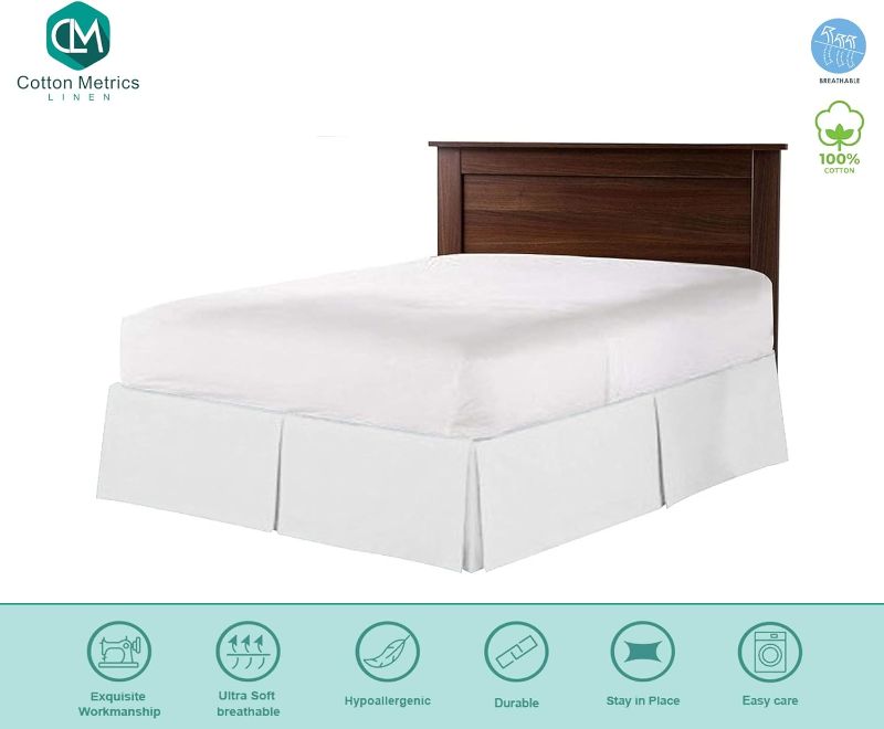 Photo 1 of Cotton Metrics Linen Premium Quality 100% Egyptian Cotton Bed Skirt Drop Length White Solid