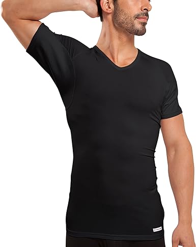 Photo 1 of Ejis Men's Sweat Proof Undershirt, V Neck, Anti-Odor Silver, Micro Modal, Sweat Pads