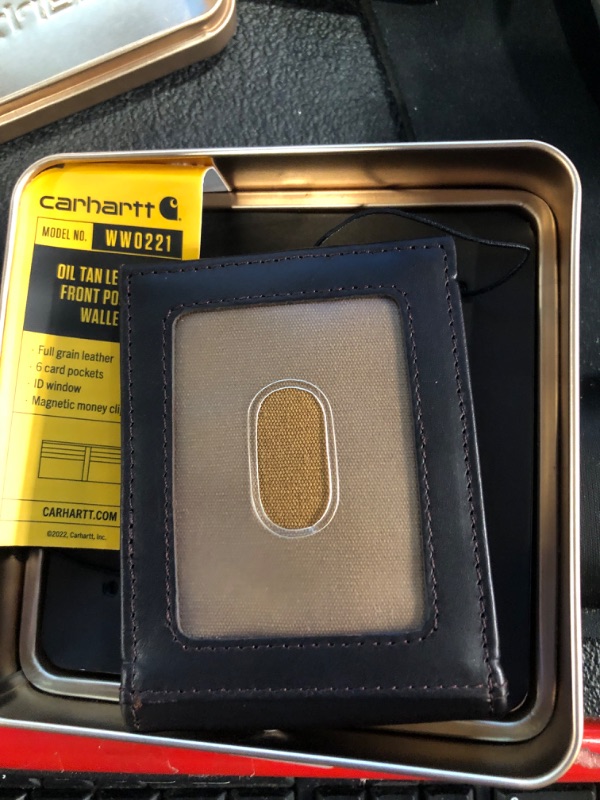 Photo 2 of Carhartt Men's Durable Oil Tan Leather Wallets, Available in Multiple Styles Front Pocket