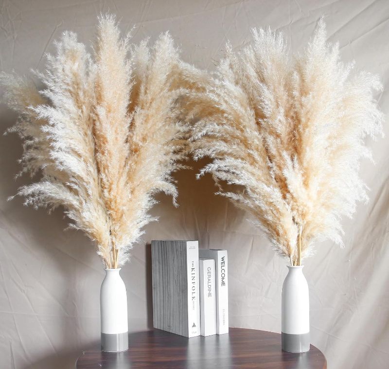 Photo 1 of 14 Stems 30" inch Dried Pampas Grass Decor Tall, Large Pompas Grass, Boho Neutral Home Decor Bouquet, Fluffy Pampass Grass for Floor Vase Wedding Floral Arrangements Wall Farmhouse Table Decor