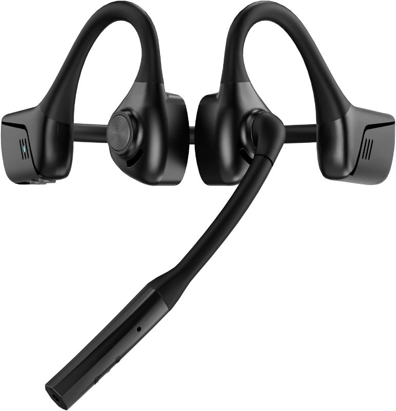 Photo 1 of Air Conduction Headset with Mic, Open Ear Wireless Headphones with ENC Noise Cancelling and Mute Button, Lightweight, AptX-LL Bluetooth 5.1 Headset for Office Driving Working Home-10 Hrs?Black?