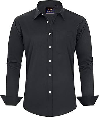 Photo 1 of J.VER Men's Dress Shirts Long Sleeve Stretch Wrinkle-Free Formal Shirt Casual Button Down Shirts with Pocket