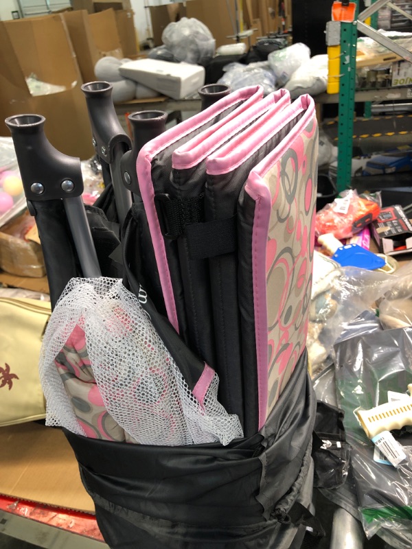 Photo 1 of Dream On Me Zodiak Portable Playard in Grey and Pink, Lightweight, Packable and Easy Setup Baby Playard, Breathable Mesh Sides and Soft Fabric - Comes with a Removable Padded Mat Grey and Pink  (Pack of 1)
