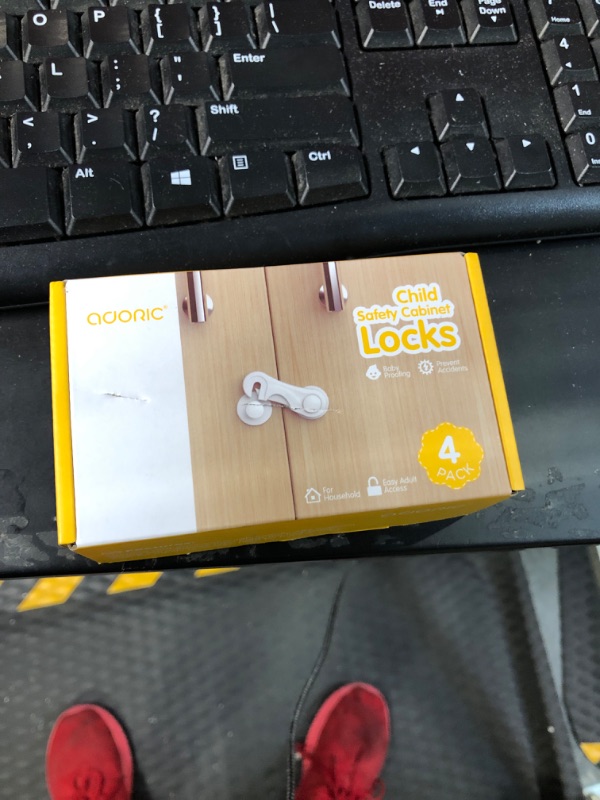 Photo 1 of Cabinet Locks - Adoric Life Child Safety Locks 4 Pack - Baby Safety Cabinet Locks - Baby Proofing Cabinet Kitchen System with Strong Adhesive Tape White-4pc