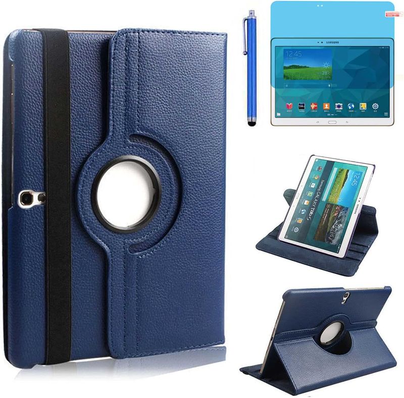 Photo 1 of Case for Samsung Galaxy Tab S 10.5 inch 2014 (SM-T800 T801 T805 T807) - 360 Degree Rotating Stand Case Smart Protective Cover,with Stylus Pen,Screen Film (Deep Blue)