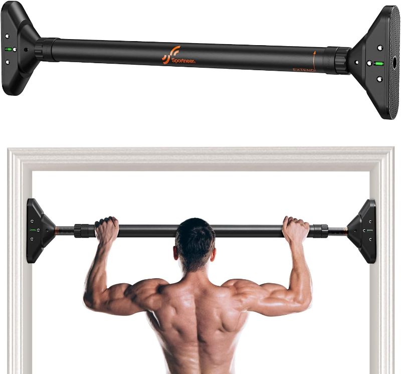 Photo 1 of Sportneer Pull Up Bar: Strength Training Chin up Bar without Screws - Adjustable 29.5''-37'' Width Locking Mechanism Pull-up Bar for Doorway - Max Load 440lbs for Home Gym Upper Body Workout, Non-slip