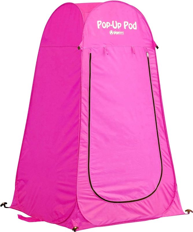 Photo 1 of GigaTent Pop Up Pod Changing Room Privacy Tent – Instant Portable Outdoor Shower Tent, Camp Toilet, Rain Shelter for Camping & Beach – Lightweight & Sturdy, Easy Set Up, Foldable (Pink)
