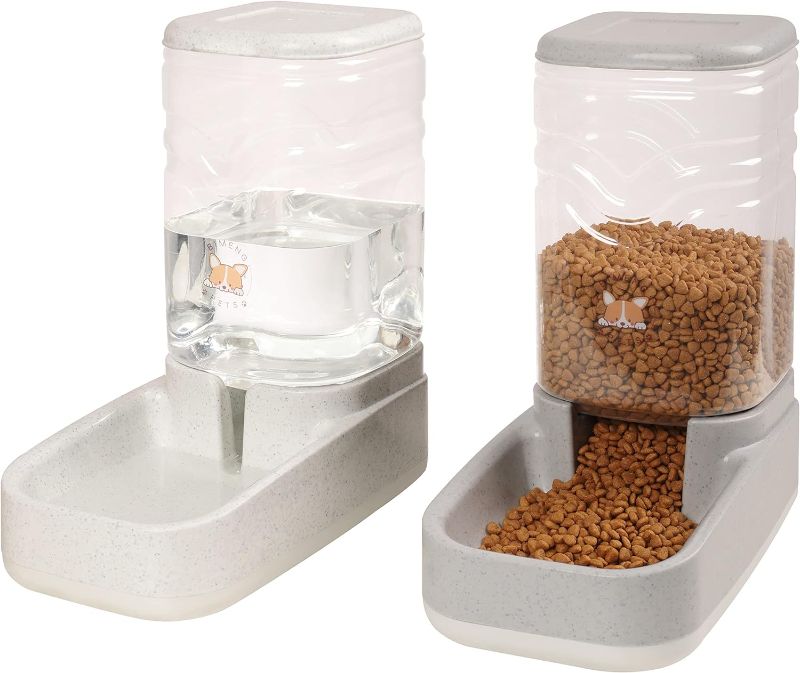 Photo 1 of ****SIMILAR PRODUCT****Automatic Dog Cat Gravity Food and Water Dispenser Set with Pet Food Bowl for Small Large Pets Puppy Kitten Rabbit Large Capacity(White & Gray, 3.8L)
