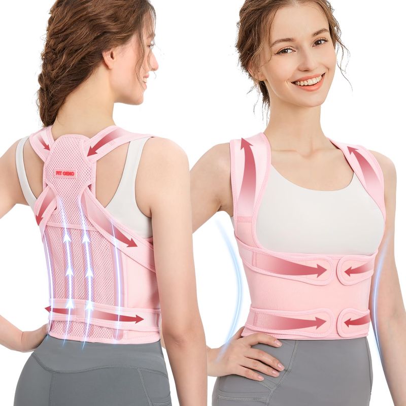 Photo 1 of Fit Geno Back Brace Posture Corrector for Women: Shoulder Straightener Adjustable Full Back Support Pain Relief - Scoliosis Hunchback Spine Corrector