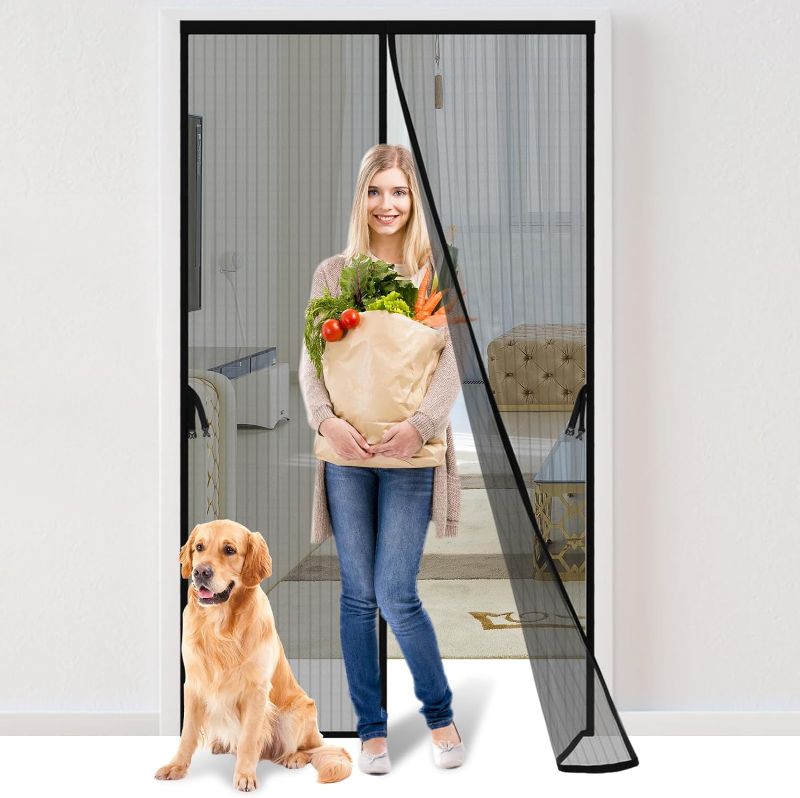 Photo 1 of Magnetic Screen Door - Fit for Door Size:38x82 Inch, Screen Itself Size:40" x 84", Hands Free Mesh Partition,Heavy Duty Screen Door Mesh Curtain Keeps Bugs Out, Frame Hook & Loop, Pet and Kid Friendly
