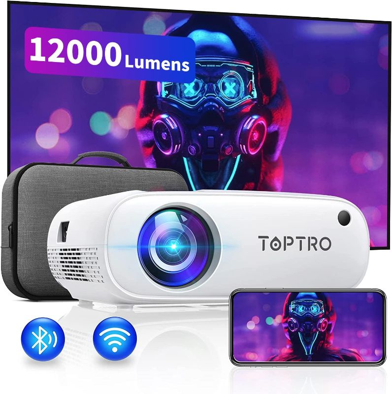 Photo 1 of Mini Projector,Outdoor Projector with WiFi and Bluetooth 5.1, TOPTRO 2023 Upgraded 12000L 1080P Full HD Supported, 300'' Display & 50% Zoom Portable Projector for iOS/Android/XBox/PS5/TV Stick/HDMI
