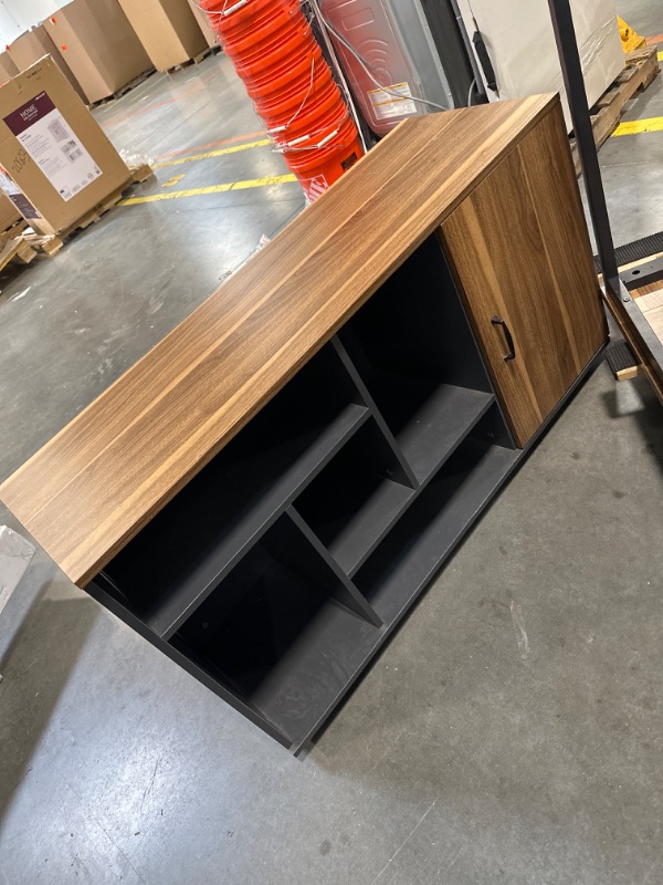 Photo 1 of LITTLE TREE 55 inches Executive Desk and 39" File Cabinet,Modern L-Shaped Computer Desk Business Furniture Set with Storage Mobile Printer Stand for Home Office,Walnut
