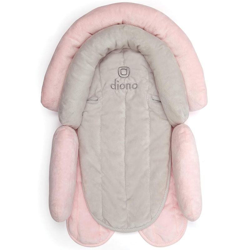 Photo 1 of Diono Cuddle Soft 2-in-1 Baby Head Neck Body Support Pillow For Newborn Baby Super Soft Car Seat Insert Cushion, Perfect for Infant Car Seats, Convertible Car Seats, Strollers, Gray/Pink