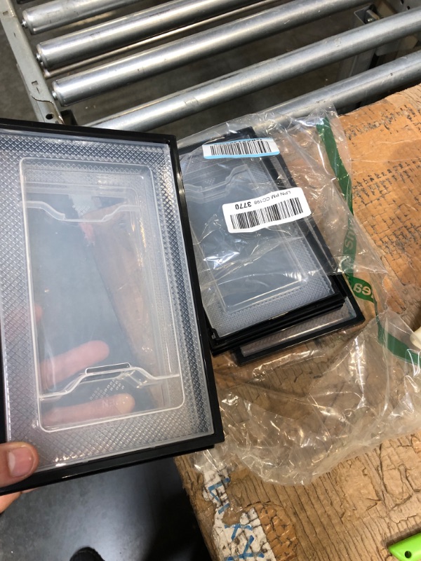 Photo 1 of SEE SPRING 12 Pack Shoe Storage Box, Clear Plastic Stackable Shoe Organizer for Closet, Space Saving Foldable Shoe Sneaker Containers Bins Holders (Black) Medium Black MISSIN ITEMS 