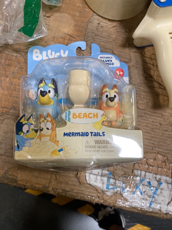 Photo 1 of Bluey Figure 2-Packs, Beach Mermaid Tails 2.5 Inch and Bingo Character Figures with Sand Mermaid Tail Accessory
