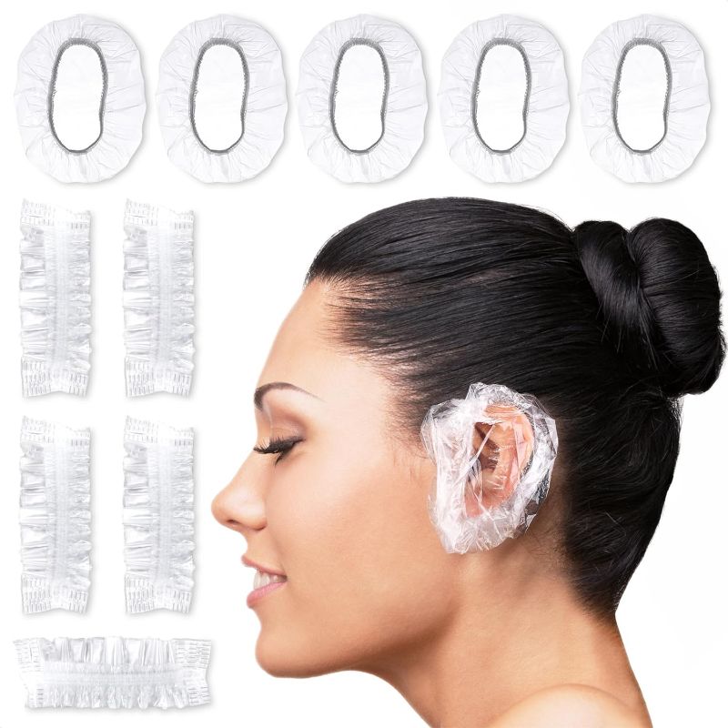 Photo 1 of 200 Pack Disposable Ear Covers for Shower - Ear Protectors Waterproof Ear Covers for Swimming Ear Covers for Hair Dye - Bath Shower Cover Shower Care Ear Protection Disposable Shower Caps Bulk