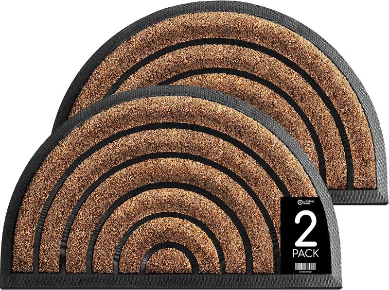 Photo 1 of ubdyo 2-Pack Front Door Mat - Mixed Texture with Artificial Grass & Rubber Stripes - Easy to Clean Vacuum Shake Off and Rinse - Non-Slip Rubber Backing - Longterm Use - Low Profile - Pet Friendly