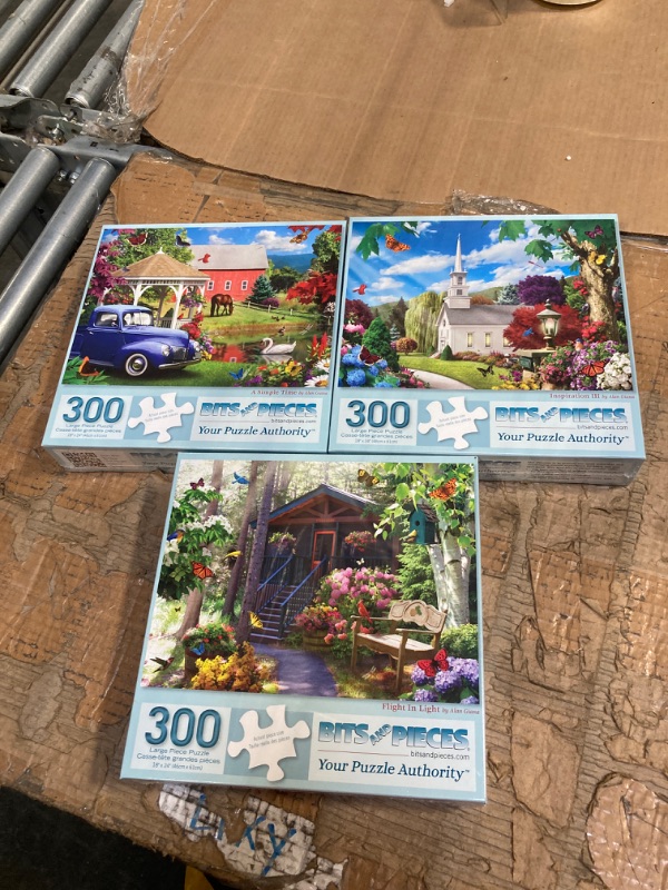 Photo 3 of Bits and Pieces - Value Set of Three (3) 500 Piece Jigsaw Puzzles for Adults - Puzzles Measure 18" x 24" - 500 pc Vibrant Veranda, Countryside Comfort, Blooming Beach House Jigsaws by Alan Giana