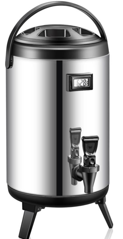 Photo 1 of 2.64 Gallon/ 10 L Hot Beverage Dispenser Insulated Stainless Steel Hot and Cold Water Urn with Thermometer Insulated Beverage Dispenser with Spigot for Drink Coffee Tea Milk Juice