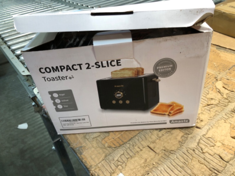 Photo 2 of 2 Slice Toaster, Retro Bread Toaster with LED Digital Countdown Timer, Extra Wide Slots Toasters with 6 Bread Shade Settings, Bagel, Cancel, Defrost Function, Stainless Steel with High Lift Lever, Removal Crumb Tray, Black Arabica Black