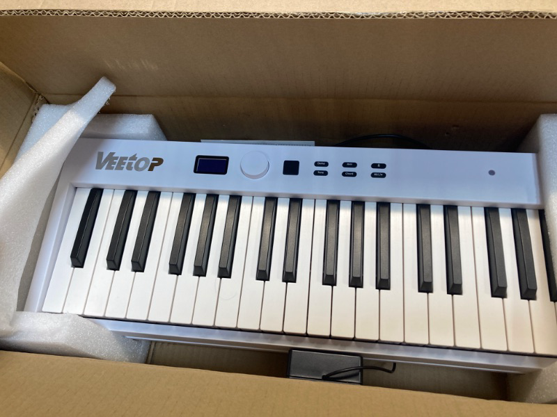 Photo 3 of Veetop 88 Key Keyboard Piano Folding Piano with Full Size, Electric Piano Wood Grain Touch Sensitive Keyboard with Bluetooth MIDI Portable Digital Piano for Beginners and Travel (White)