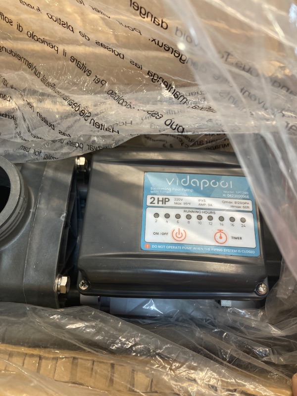 Photo 4 of 2 HP Pool Pump with timer,8120GPH,220V, 2 Adapters, Powerful In/Above Ground Self Priming Swimming Pool Pumps with Filter Basket