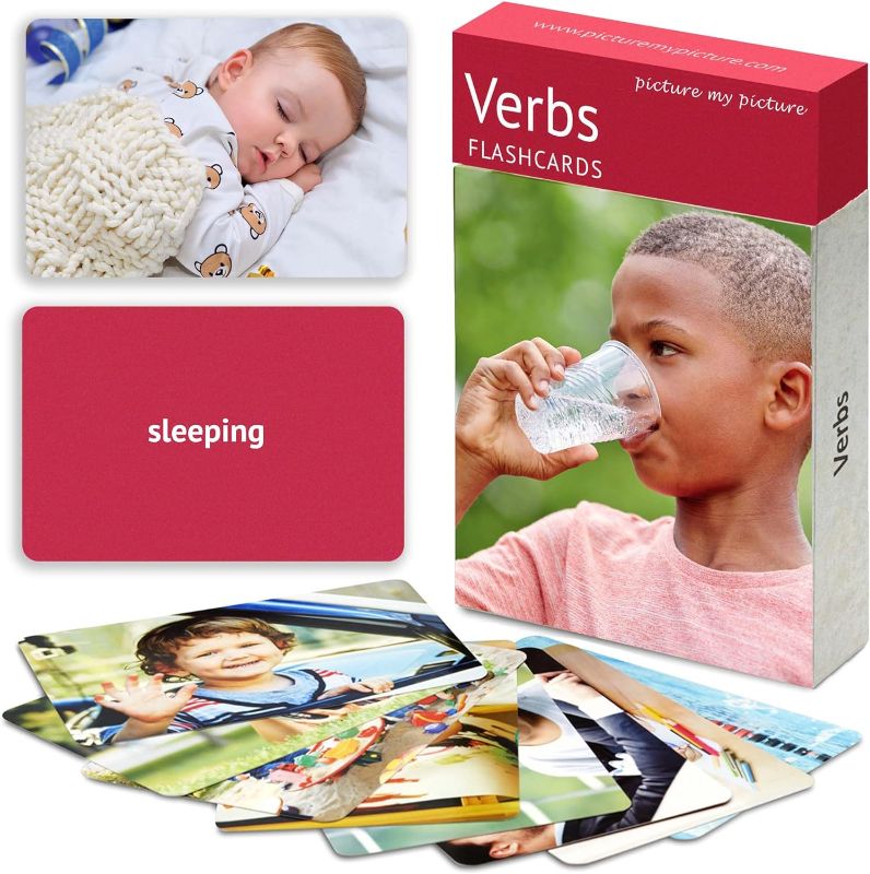 Photo 1 of Picture My Picture Verbs Flash Cards | 40 Action Language Development Educational Photo Cards | Speech Therapy Materials and ESL Materials