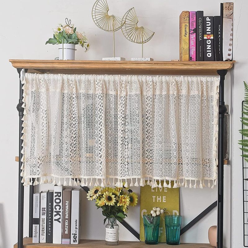 Photo 1 of 
Roll over image to zoom in







6 VIDEOS
Sutuo Home Boho Sheer Curtain Valance Tier Crochet Lace with Bohemian Hollow Knitted Handmade Tassels, Short Farmhouse Window Treatment for Kitchen Cafe, Rod Pocket, 1 Panel 59" W x 24" L