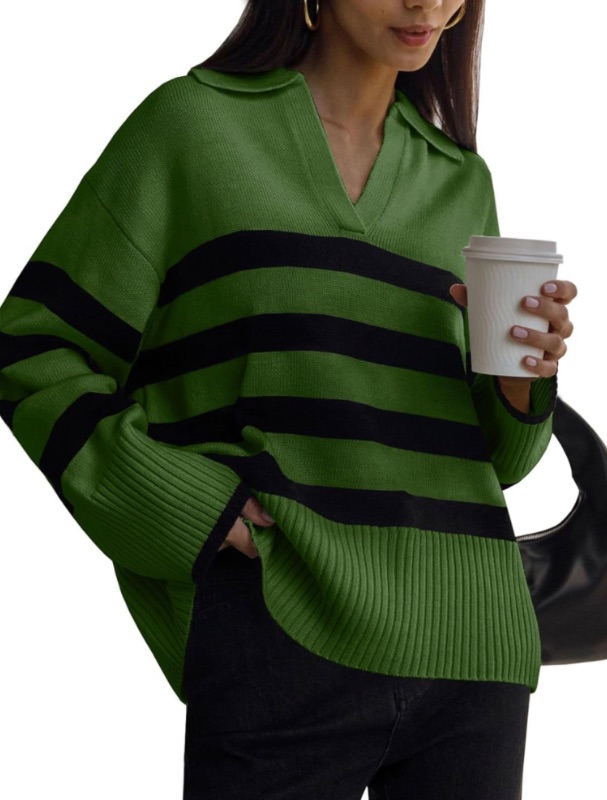 Photo 1 of LILLUSORY Women's Sweater Cap Sleeve Mock Neck Basic Loose Fit Ribbed Knit Pullover Striped Sweaters 2024 Summer Y2k Outfits