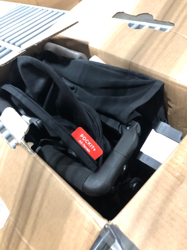 Photo 1 of gb Pockit+ All-Terrain, Ultra Compact Lightweight Travel Stroller with Canopy and Reclining Seat in Velvet Black Velvet Black Pockit+ All Terrain