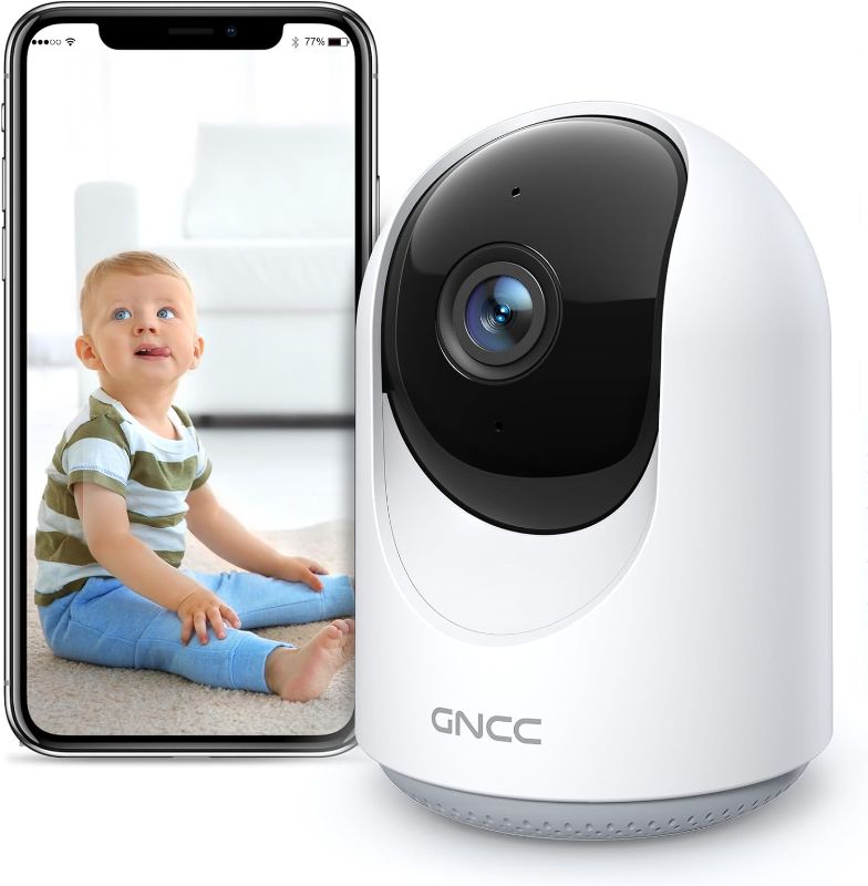 Photo 1 of GNCC Pet Camera with Phone APP, 1080P Dog Camera Indoor Security Baby Camera, 2-Way Audio, Motion Detection and Tracking, Night Vision, Real-Time Alerts, 355° Pan (Manual Up/Down), 2.4GHz Only (P1)

