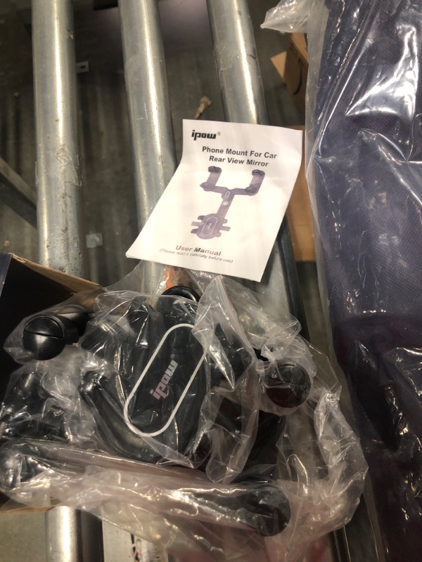 Photo 1 of IPOW Large Rearview Mirror Phone Holder for Car 360°Rotatable and Retractable, 2022 Upgraded Four Corners Fixed Anti-Shake Multifunctional Design for All Phones and All Car Rearview Mirror with Button