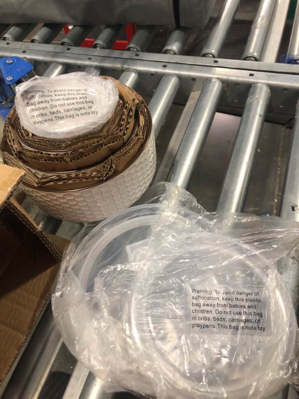 Photo 1 of KooK Ceramic Nesting Bowls with Lids, Embossed, Food Storage Containers, Kitchen Bowl Set, For Prep, Mixing and Serving, Microwave and Dishwasher Safe, Set of 4, Narbonne Collection