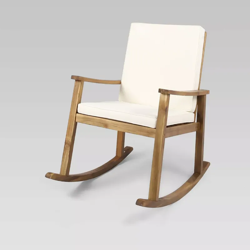 Photo 1 of 1 peice Teak & Cream cushioned rocker