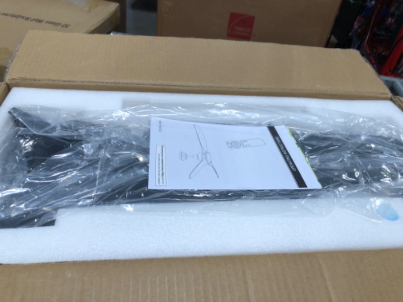 Photo 1 of Fanliving 52 Inch 6 Speed High CFM Quiet DC Motor Modern Ceiling Fan with Lights Remote Control, Indoor 3 Blade Black Ceiling Fan for Bedroom Living Room Modern Black 52"