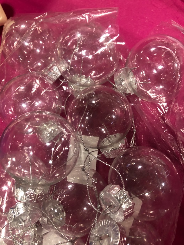 Photo 1 of 12 Pcs DIY Clear Plastic Fillable Balls Ornament, 2.36Inch Christmas Balls for Christmas, Halloween, Birthday, Wedding Decor, Crafts Decorations (60 mm)