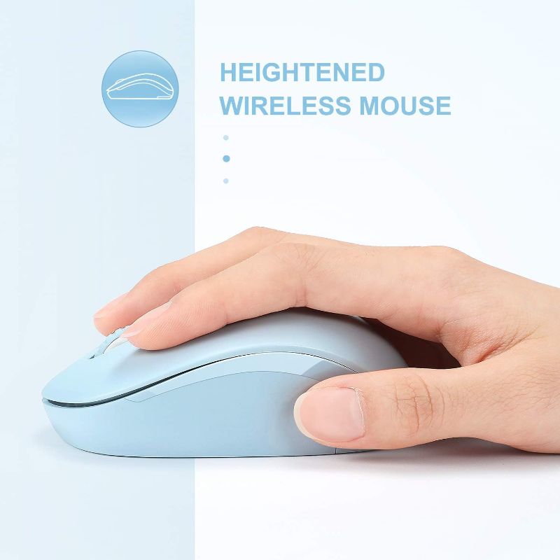 Photo 1 of Wireless Mouse, 2.4G Noiseless Mouse with USB Receiver - seenda Portable Computer Mice for PC, Tablet, Laptop with Windows System (Light Blue)