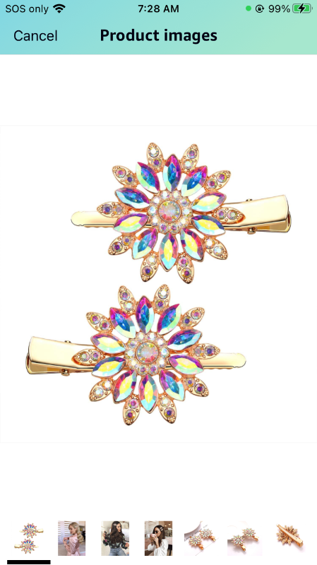 Photo 2 of Crystal Hair Clips Large Sparkle Rhinestone Flower Design Alligator Metal Clip Non-Slip Floral Duckbill Hairpins Bling French Fancy Hair Barrettes for women Girls Hair Jewelry Accessories (AB Sliver22415)