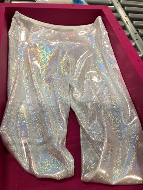 Photo 3 of HDE Women's Shiny Holographic Leggings Liquid Metallic Pants Iridescent Tights